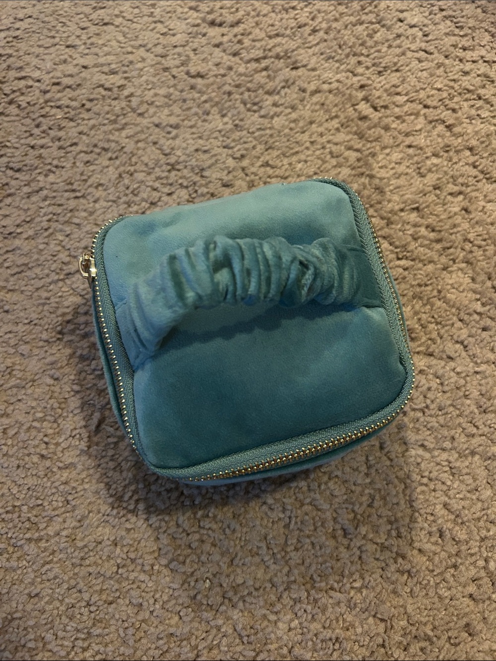 Teal Velvet Travel Jewelry Case